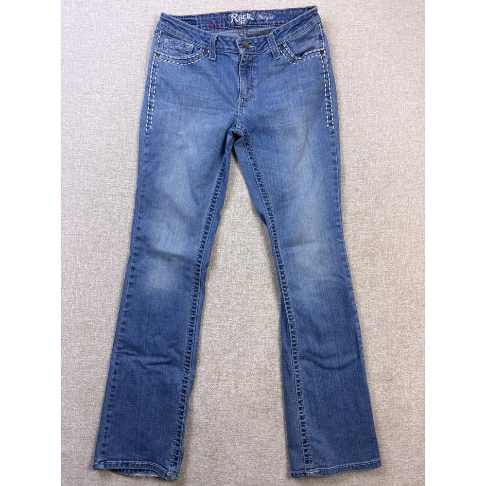 Wrangler Rock 47 Womens Low Rise Bootcut Jeans Medium Wash Blue 29x34 WJX20CB